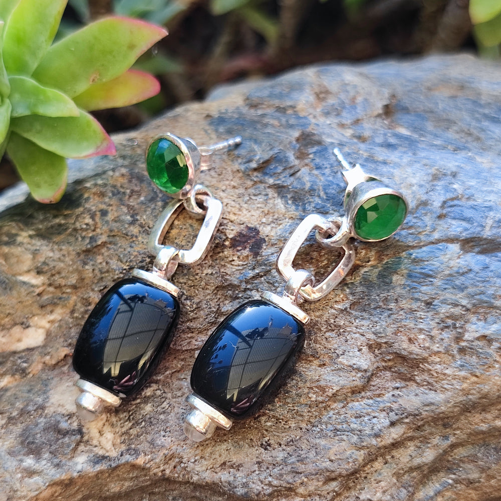 Orecchini etnici in argento 925 pietra - BAIDHAN