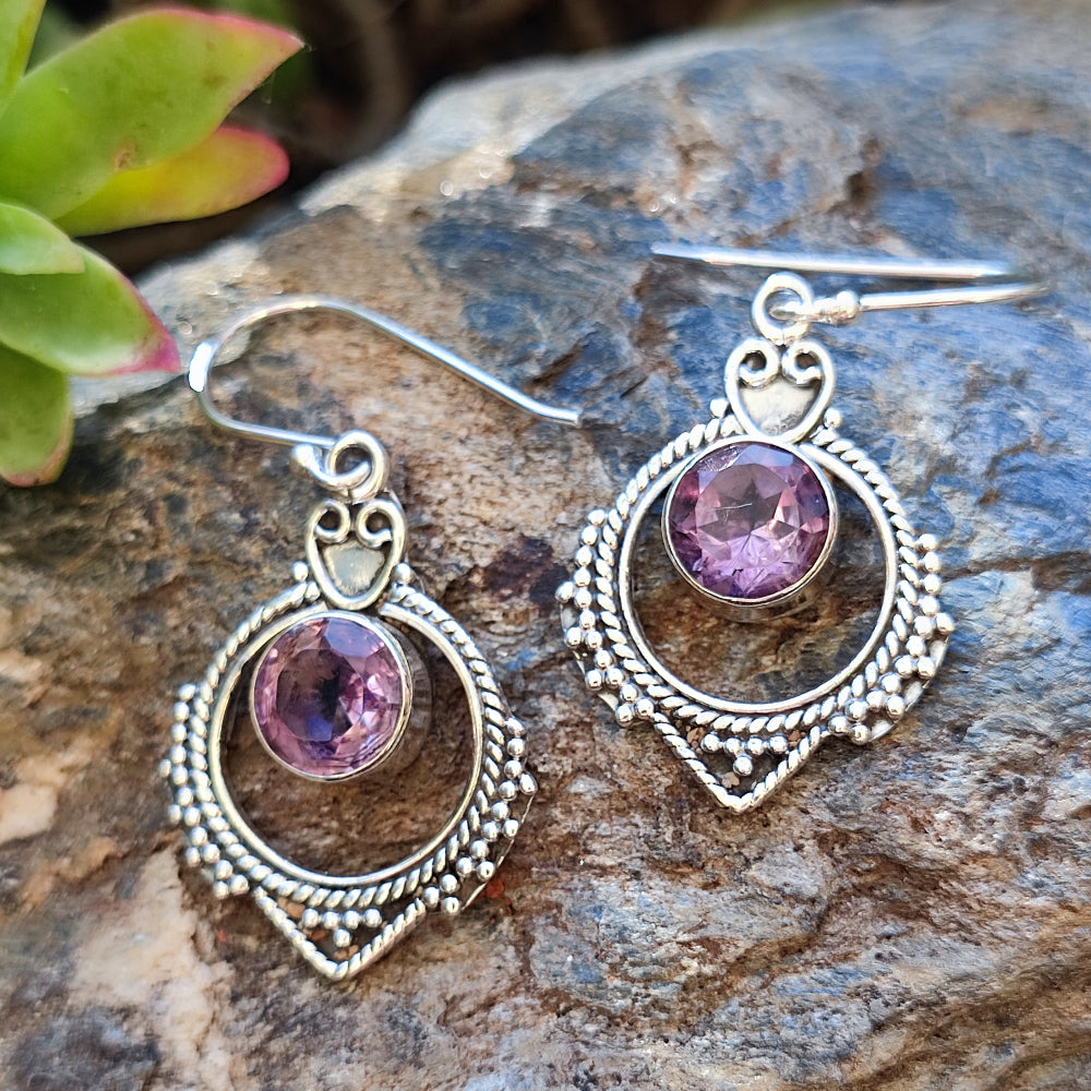 Orecchini etnici in argento 925 pietra - BALANGIR