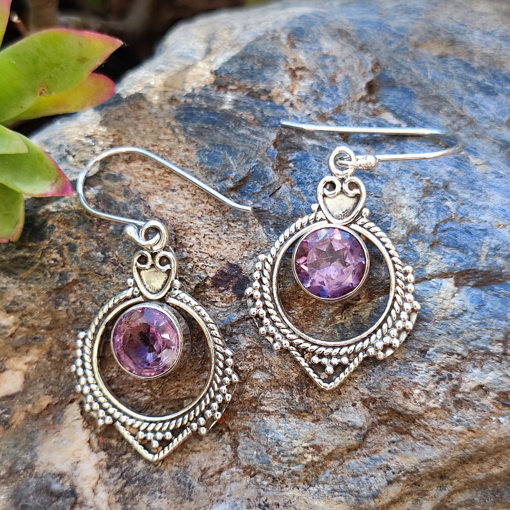 Orecchini etnici in argento 925 pietra - BALANGIR
