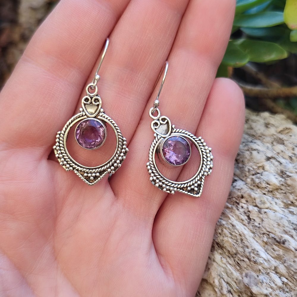 Orecchini etnici in argento 925 pietra - BALANGIR