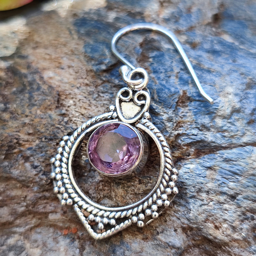 Orecchini etnici in argento 925 pietra - BALANGIR