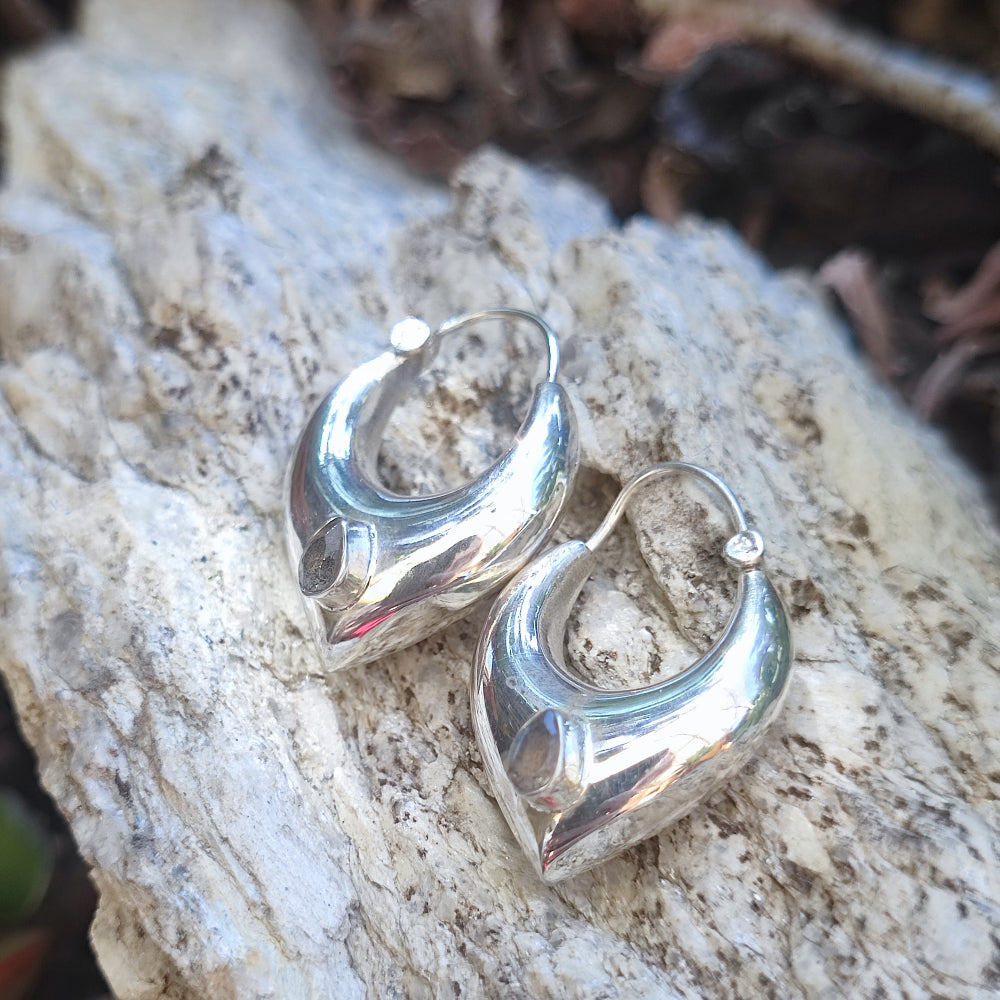 Orecchini artigianali con pietra in argento 925 - BALBHERA