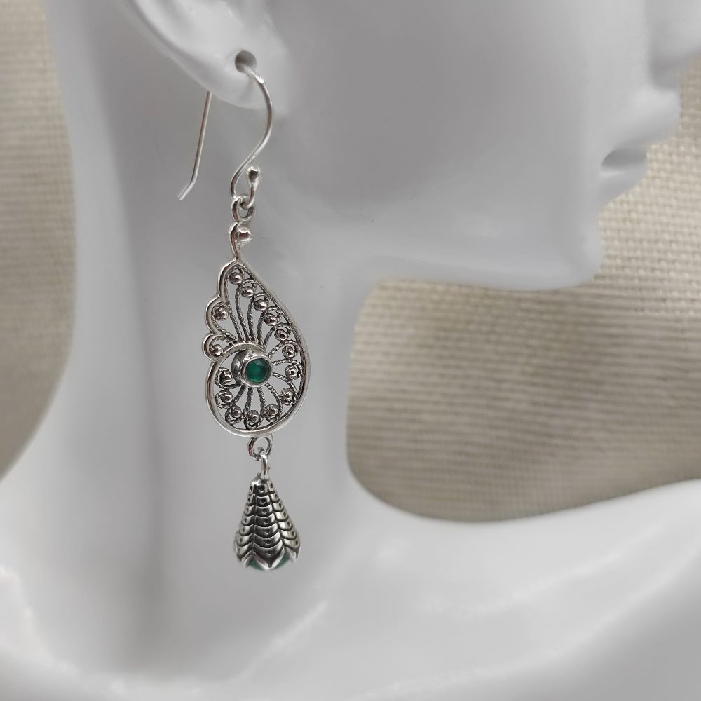 Orecchini in Argento 925 con Pietra di Malachite - BETEA