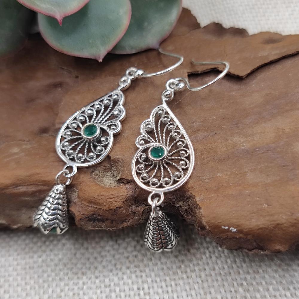 Orecchini in Argento 925 con Pietra di Malachite - BETEA