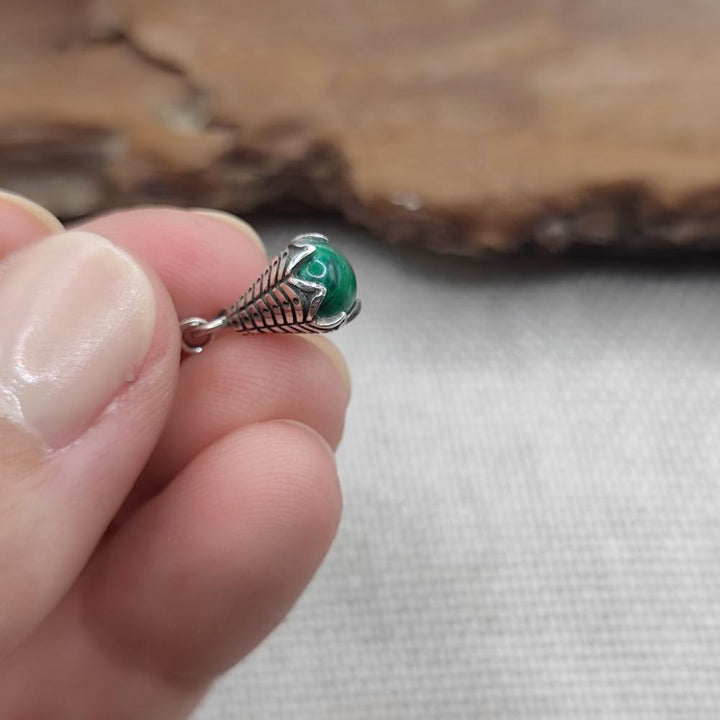 Orecchini in Argento 925 con Pietra di Malachite - BETEA