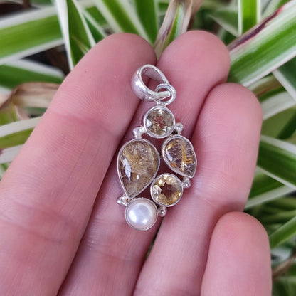 Ciondolo etnico in argento 925 con pietra - DAKOR