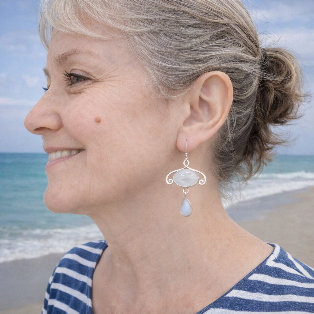 Orecchini in Argento con pietra di luna - TANDUR