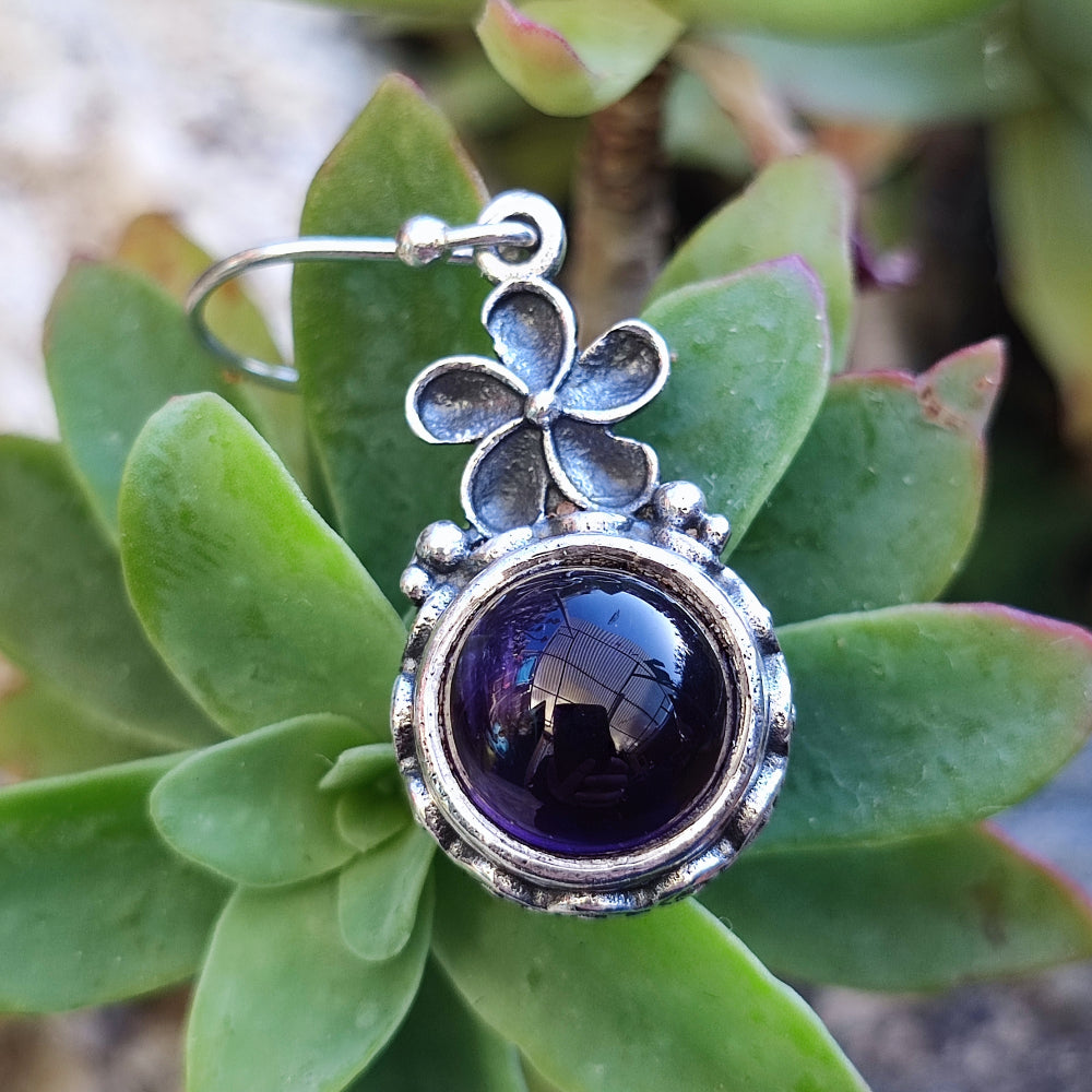 Orecchini etnici in argento 925 pietra - FIROZA