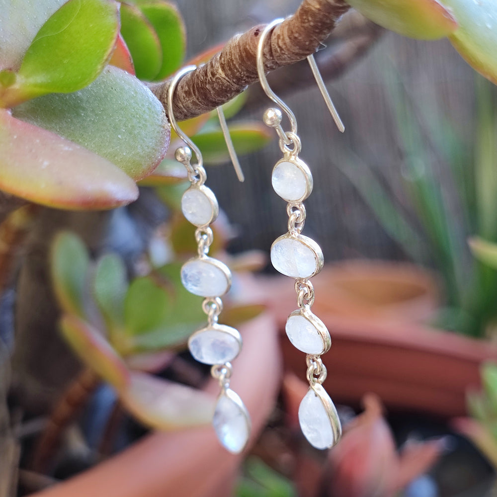 Orecchini etnici in argento 925 pietra di luna - GAYA