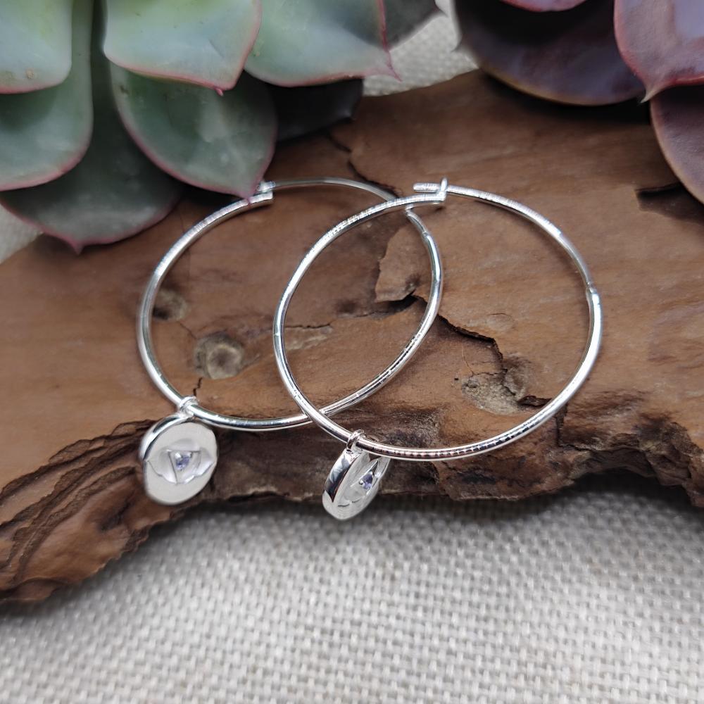 ORECCHINI cerchio in argento con pietra - JOALDEGA