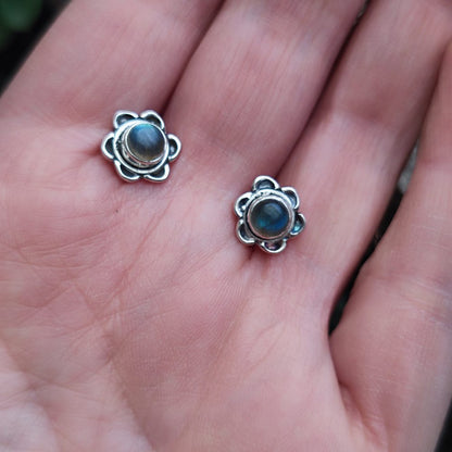 ORECCHINI etnici con pietra in argento 925 - KHEDA