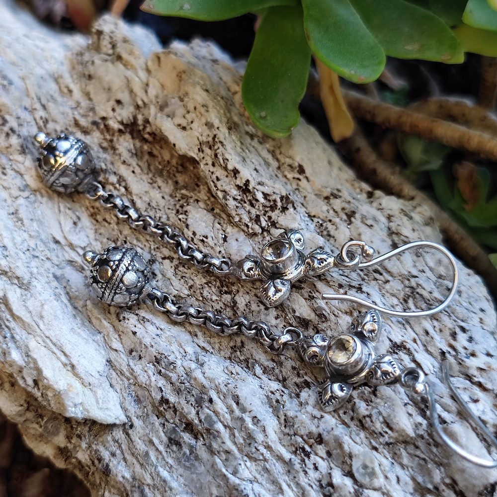 ORECCHINI etnici con pietra in argento 925 - KUMAR