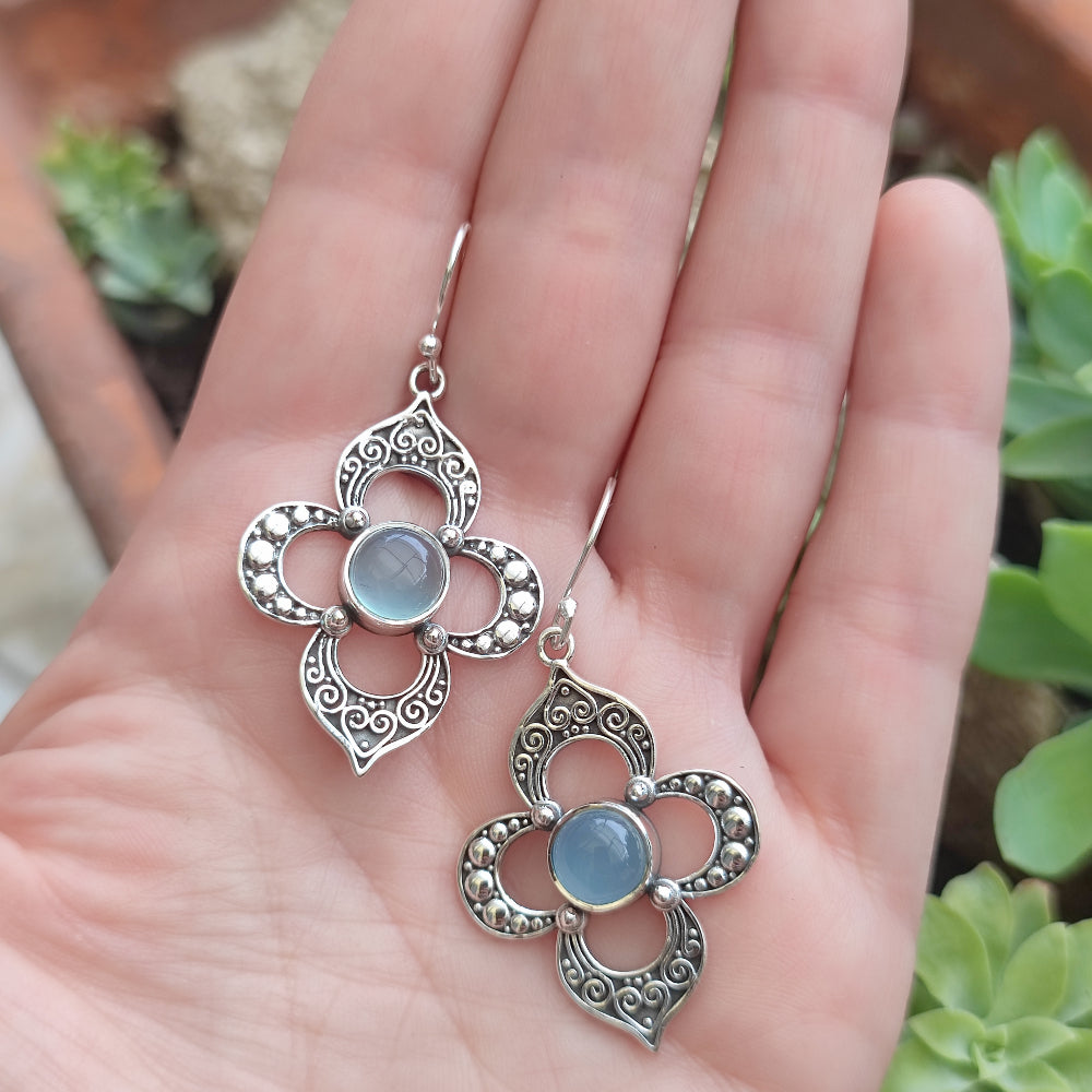 Orecchini argento 925 artigianali con pietra - KUNDLA