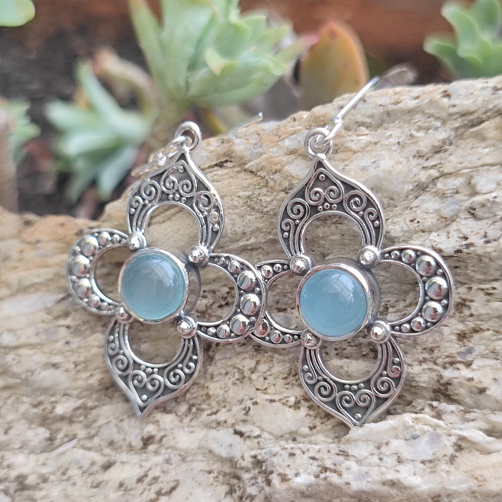 Orecchini argento 925 artigianali con pietra - KUNDLA