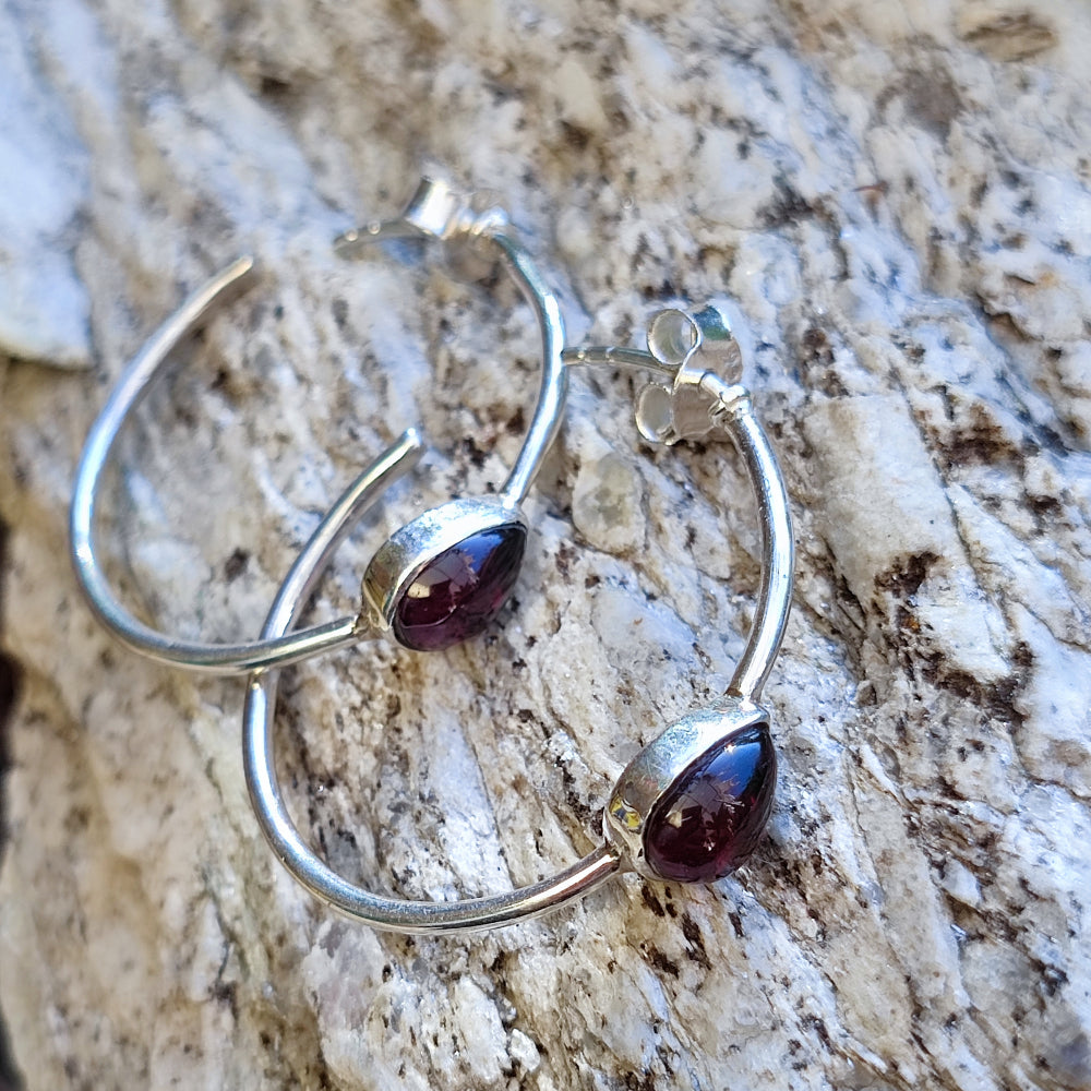 Orecchini artigianali con pietra in argento 925 - MAHASA