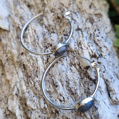 Orecchini artigianali con pietra in argento 925 - MAHASA