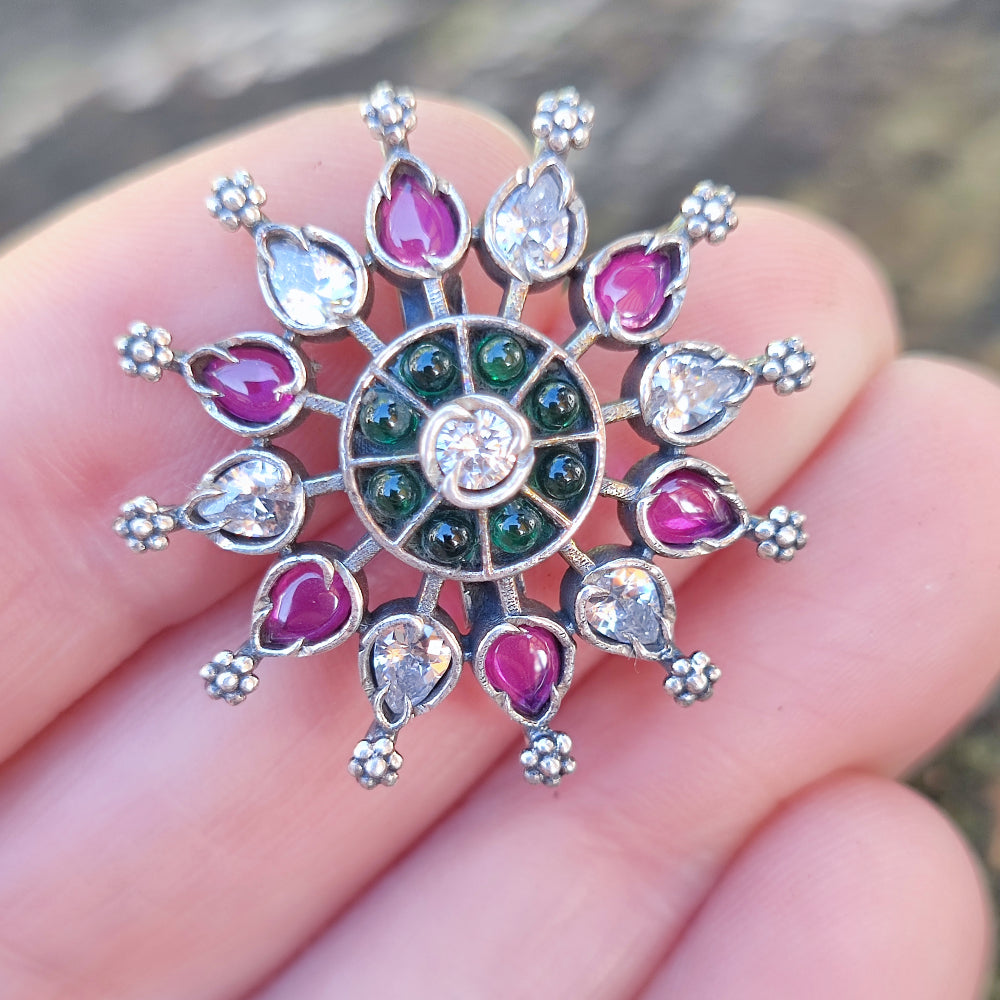 Orecchini etnici in argento 925 pietra - MAKRANA