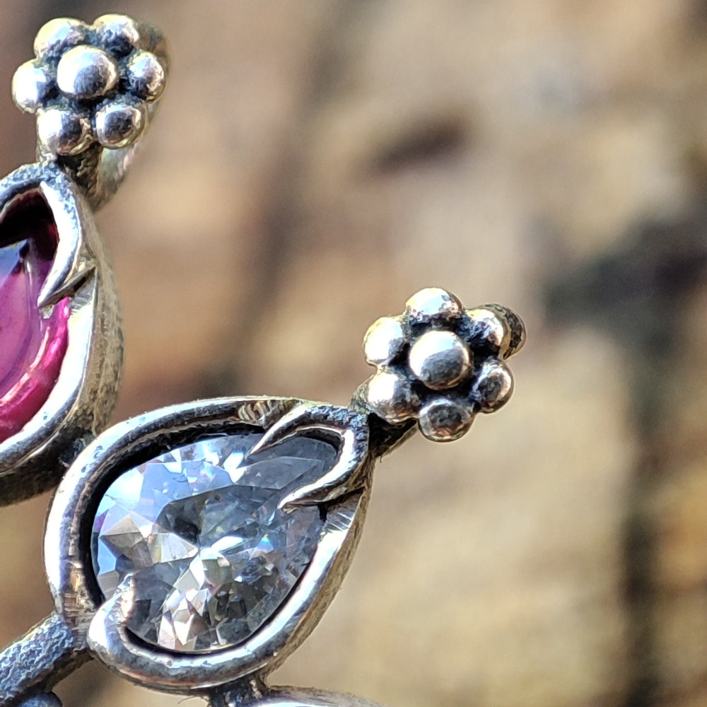 Orecchini etnici in argento 925 pietra - MAKRANA
