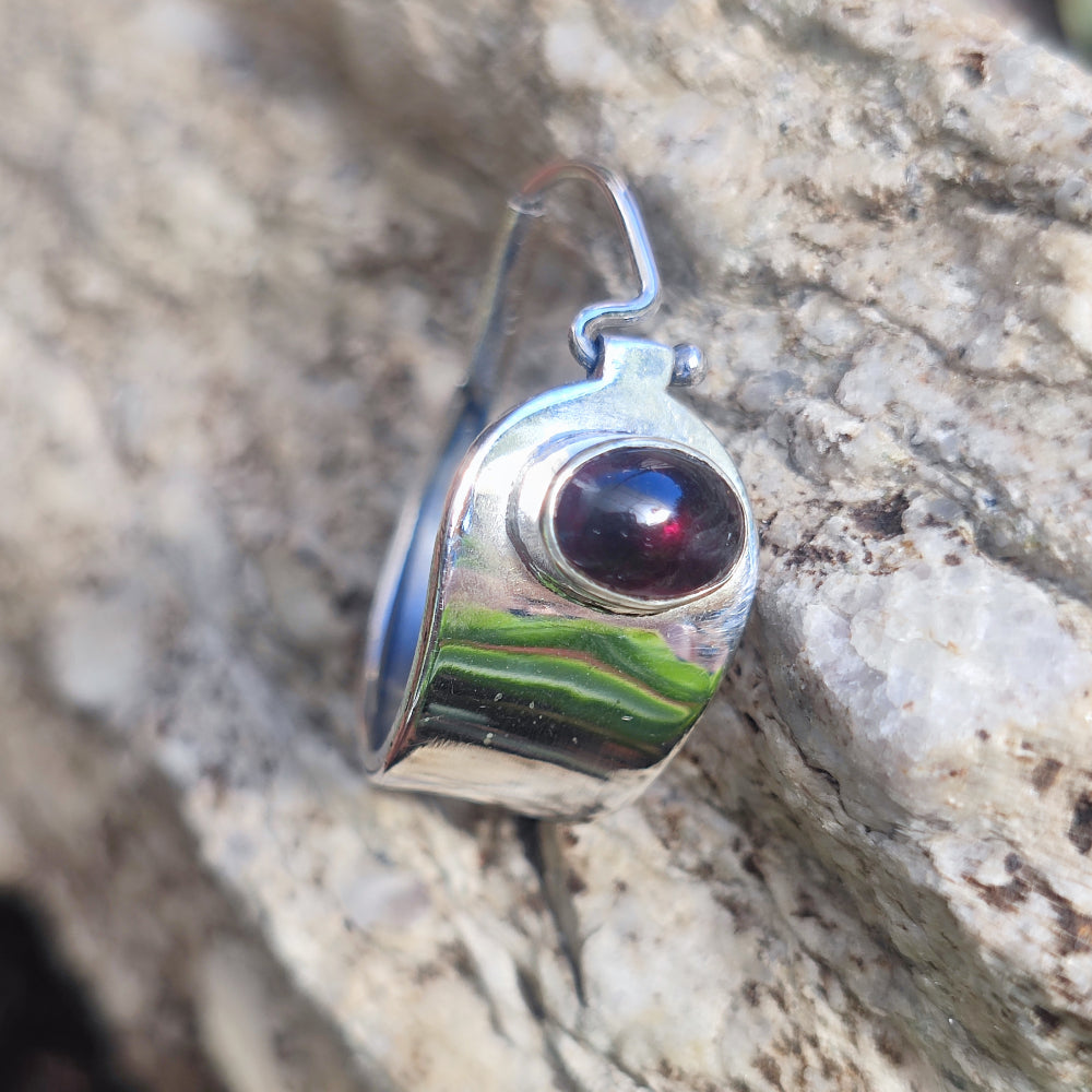 Orecchini argento 925 artigianali con pietra - MANDALAVADI