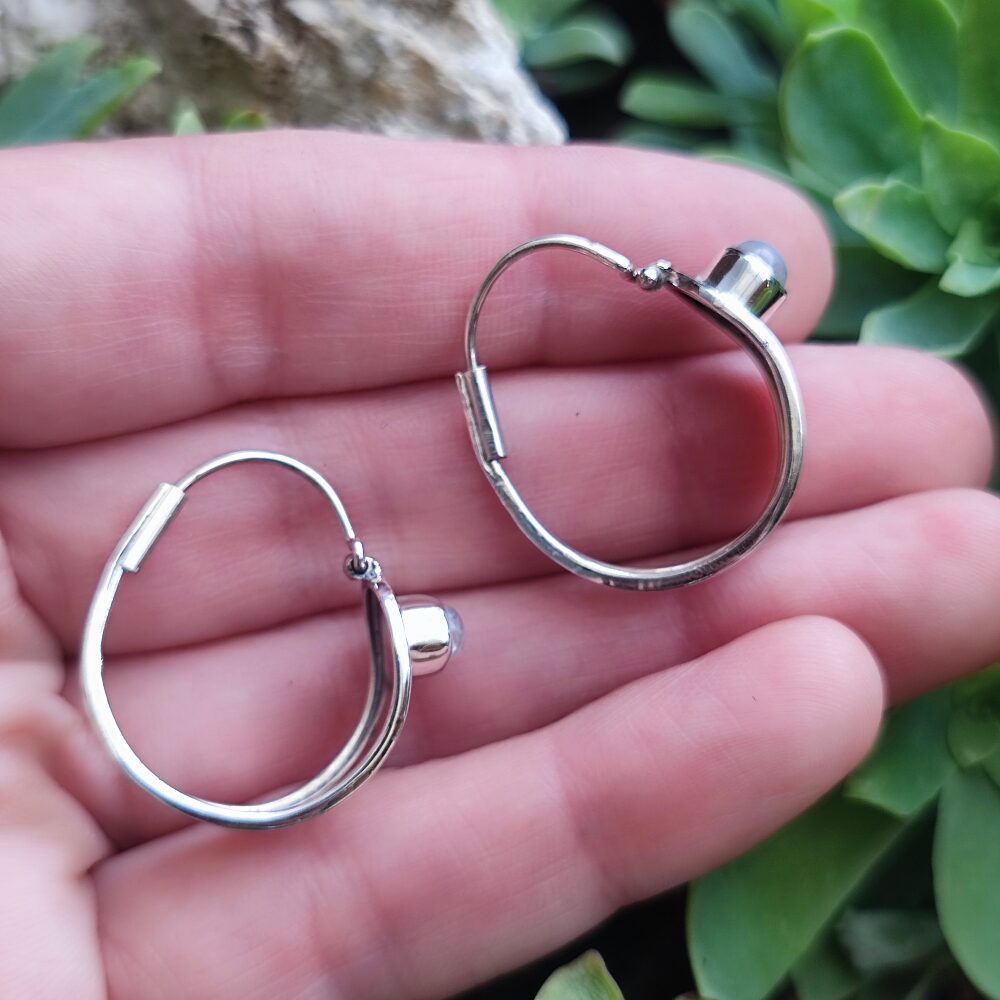 Orecchini argento 925 artigianali con pietra - MANDALAVADI