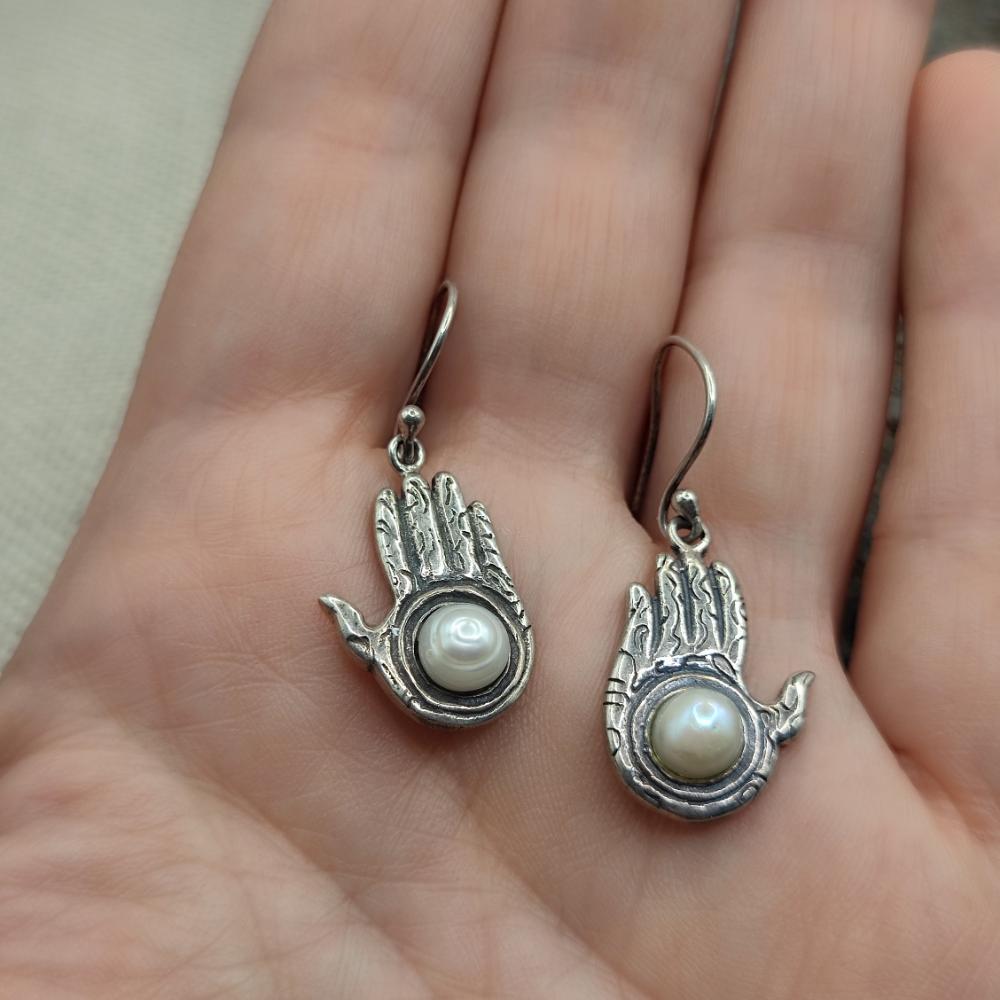 ORECCHINI Argento 925 artigianali con perla - MORSHI