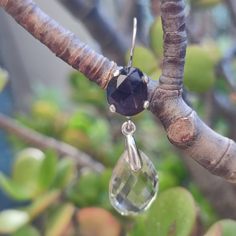 Orecchini etnici in argento 925 pietra - NAUK