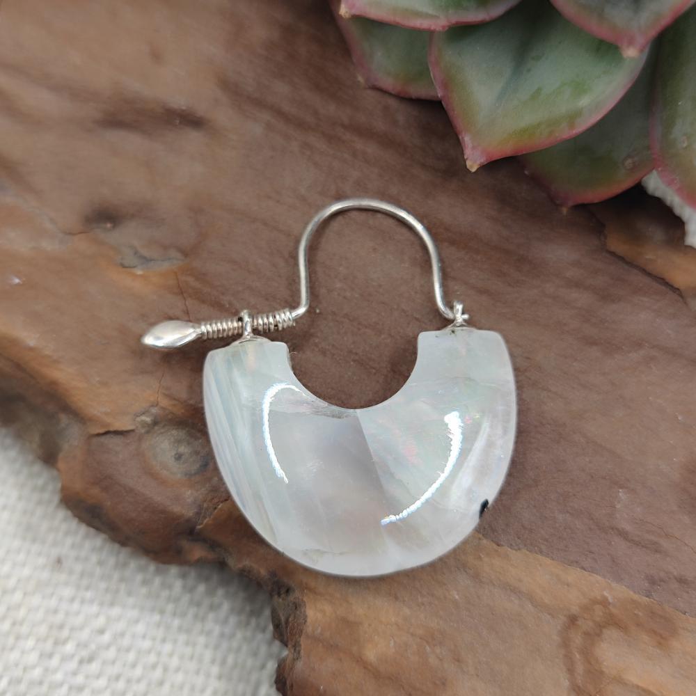 Orecchini artigianali con pietra in argento 925 - NAWAKOT