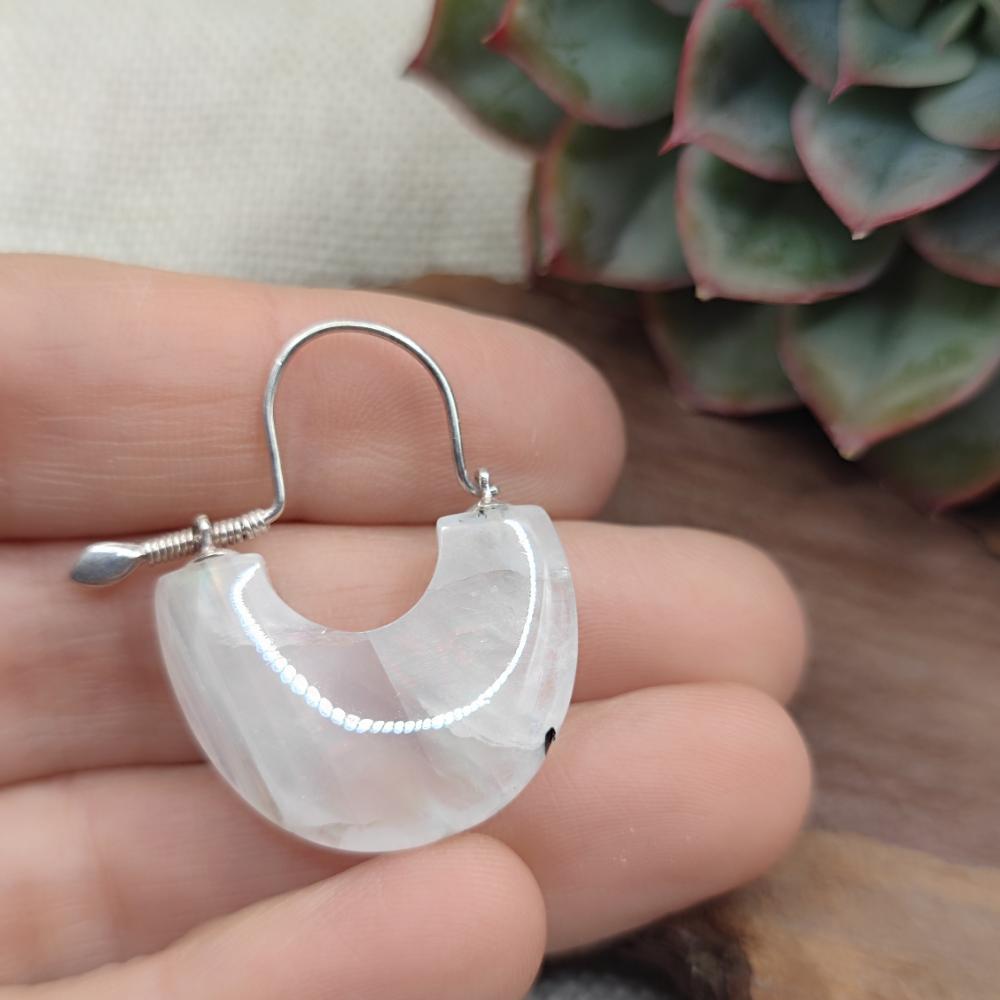 Orecchini artigianali con pietra in argento 925 - NAWAKOT