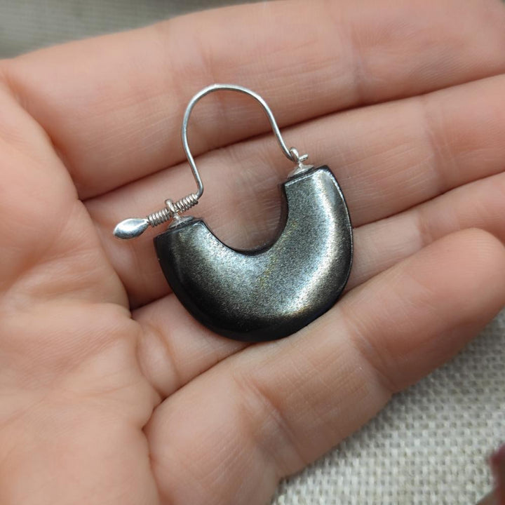 Orecchini artigianali con pietra in argento 925 - NAWAKOT