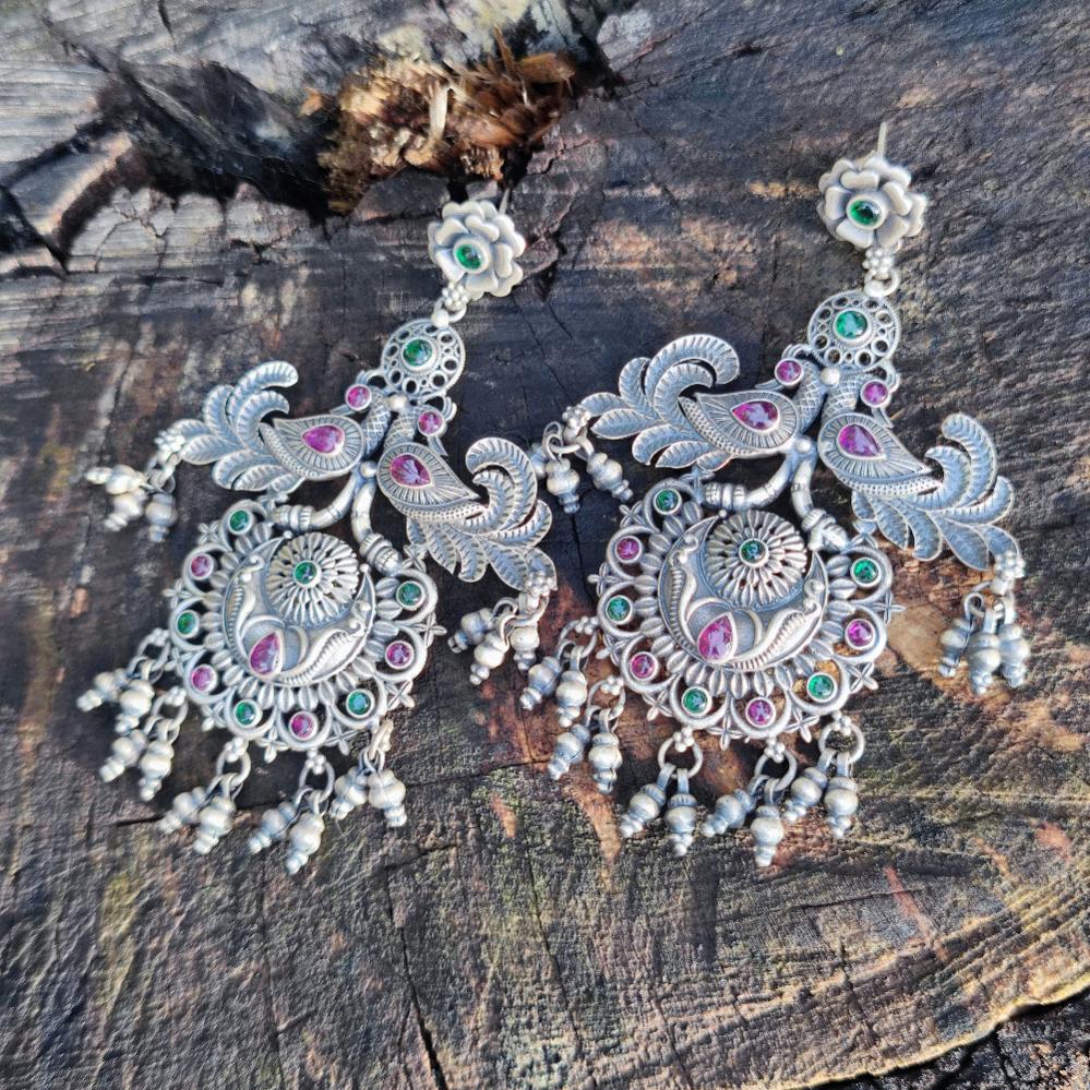 Orecchini etnici in argento 925 pietra - NEEM