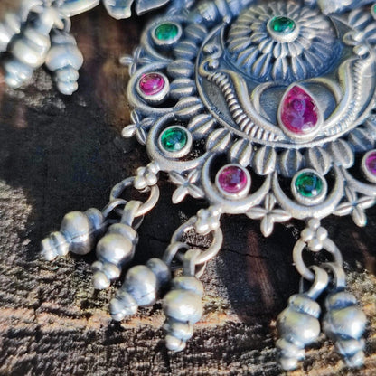 Orecchini etnici in argento 925 pietra - NEEM