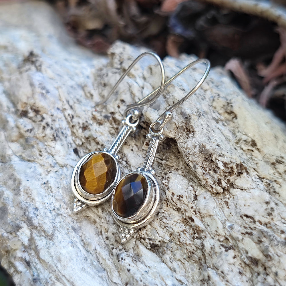 ORECCHINI etnici con pietra in argento 925 - PANKI