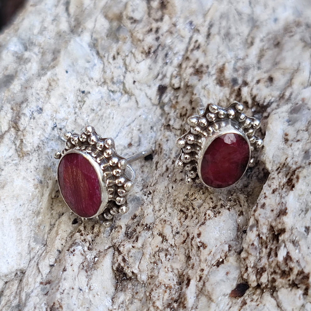 ORECCHINI etnici in argento 925 con pietra - RAKSI