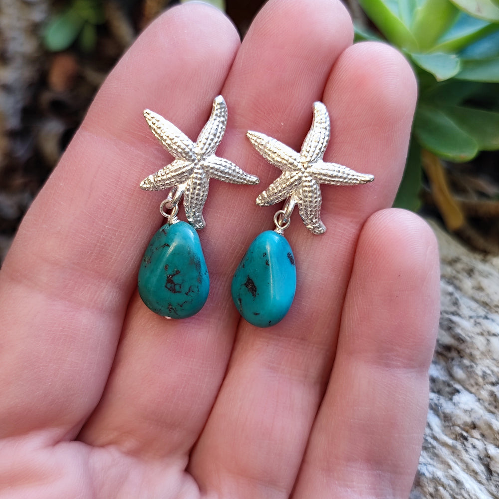 Orecchini etnici a stella in argento 925 pietra - RUNDI