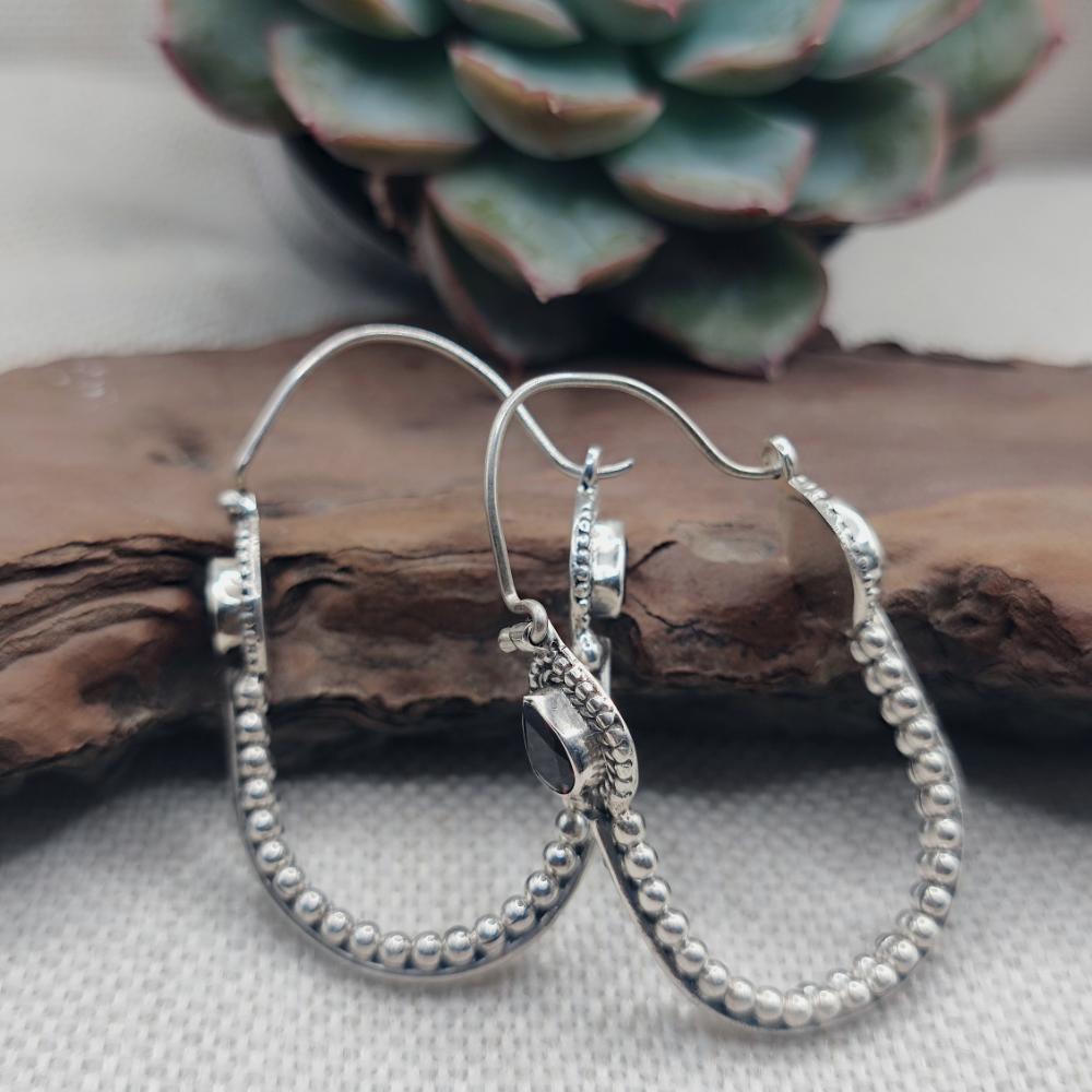 ORECCHINI etnici argento 925 con pietra - SAILA