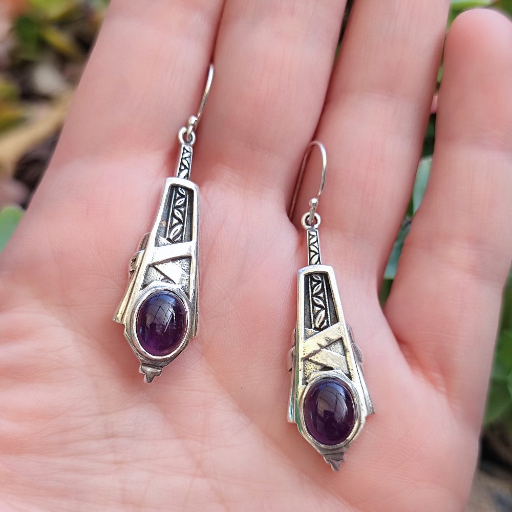 Orecchini etnici in argento 925 pietra - SAMGI