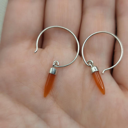 Orecchini argento 925 artigianali corniola - SHVIPURI