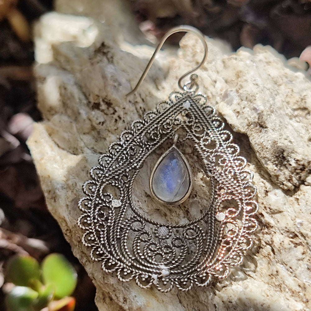 Orecchini etnici in argento 925 pietra - VENKA