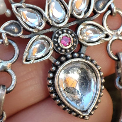 Orecchini etnici in argento 925 pietra - AJMAL