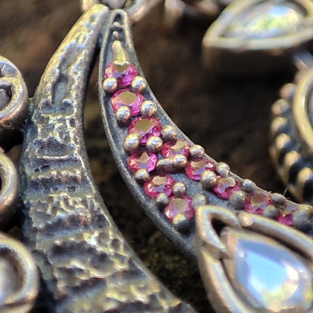 Orecchini etnici in argento 925 pietra - AJMAL