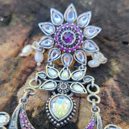 Orecchini etnici in argento 925 pietra - AJMAL