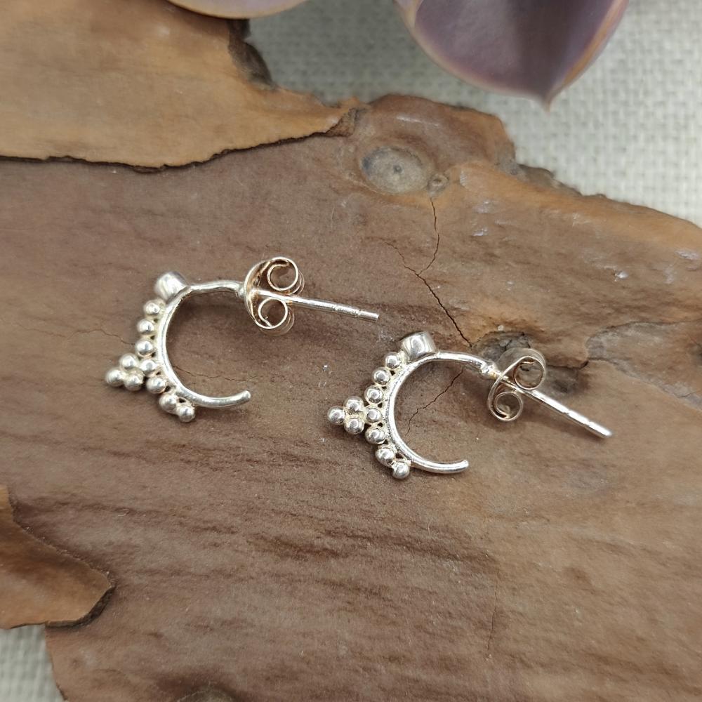 Orecchini etnici in argento dorato quarzo fumé - AARYA