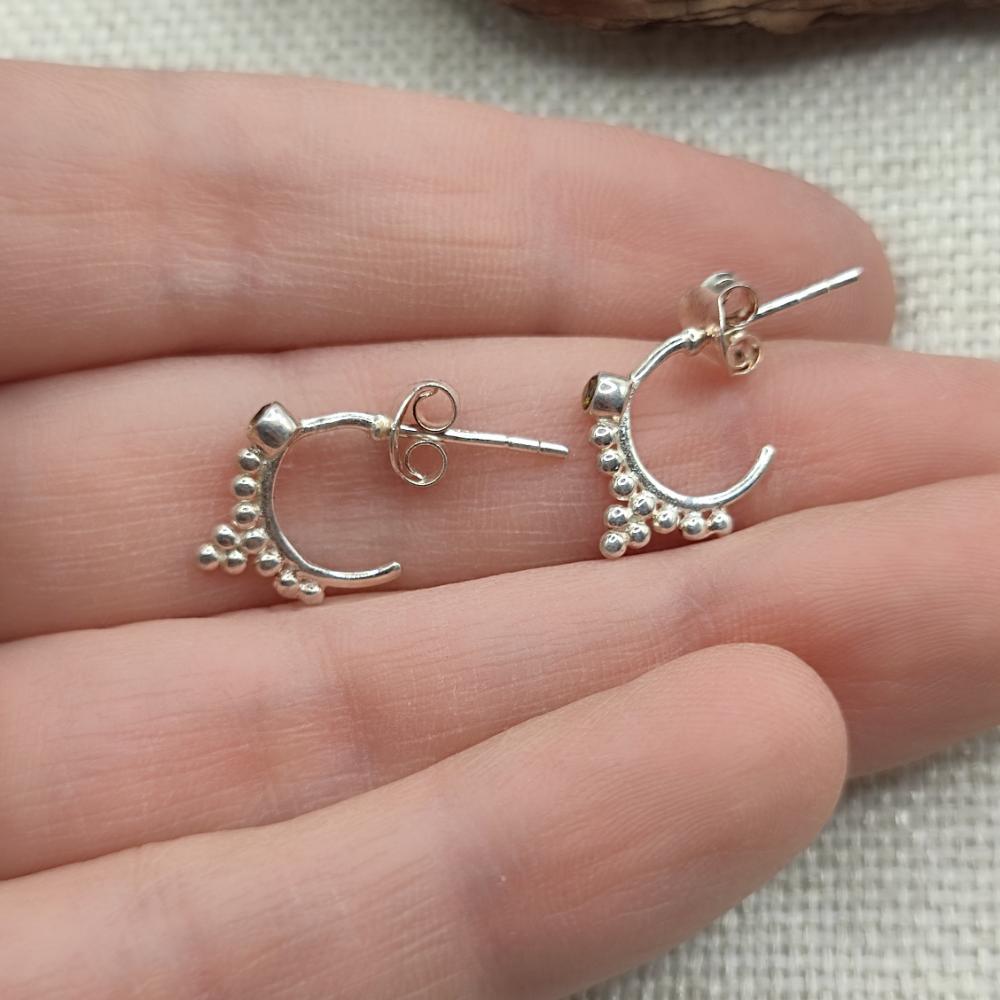 Orecchini etnici in argento dorato quarzo fumé - AARYA