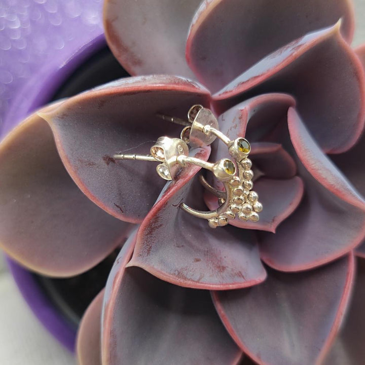 Orecchini etnici in argento dorato quarzo fumé - AARYA