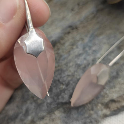 Orecchini artiginali argento 925 quarzo rosa - TACKT