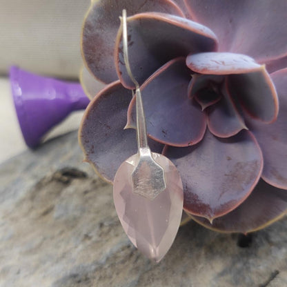 Orecchini artiginali argento 925 quarzo rosa - TACKT