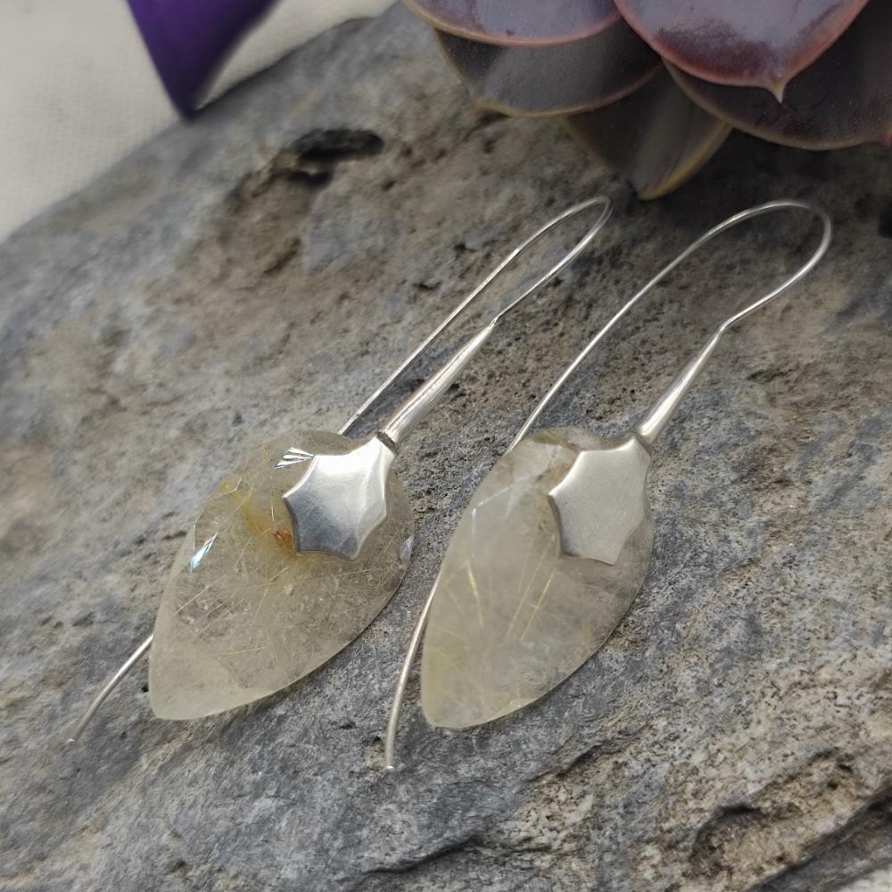 Orecchini artiginali argento 925 quarzo rutilato - TACKT