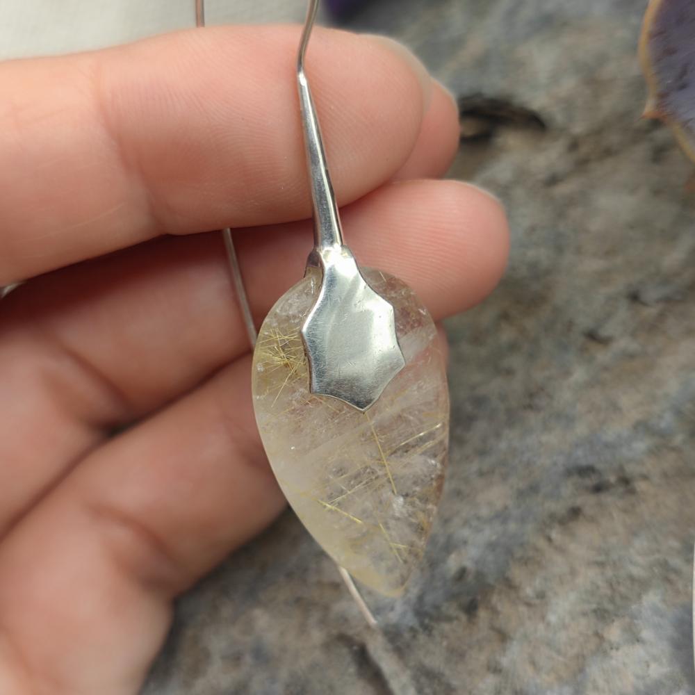 Orecchini artiginali argento 925 quarzo rutilato - TACKT