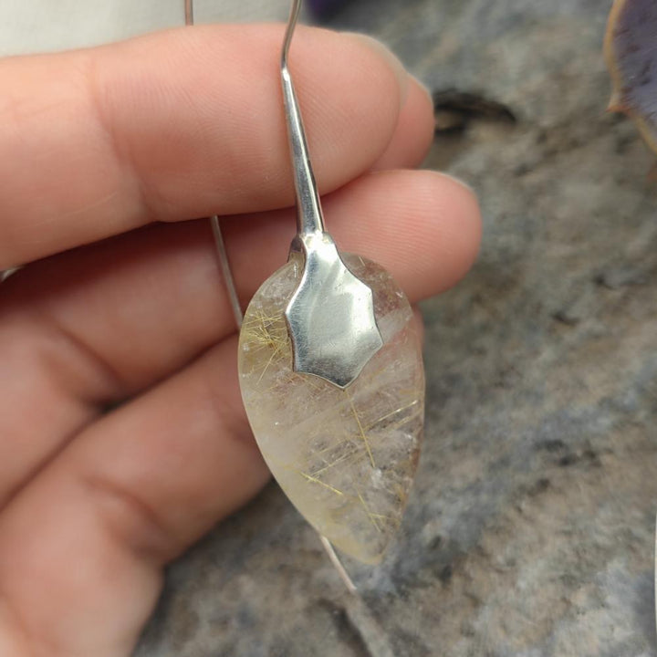 Orecchini artiginali argento 925 quarzo rutilato - TACKT