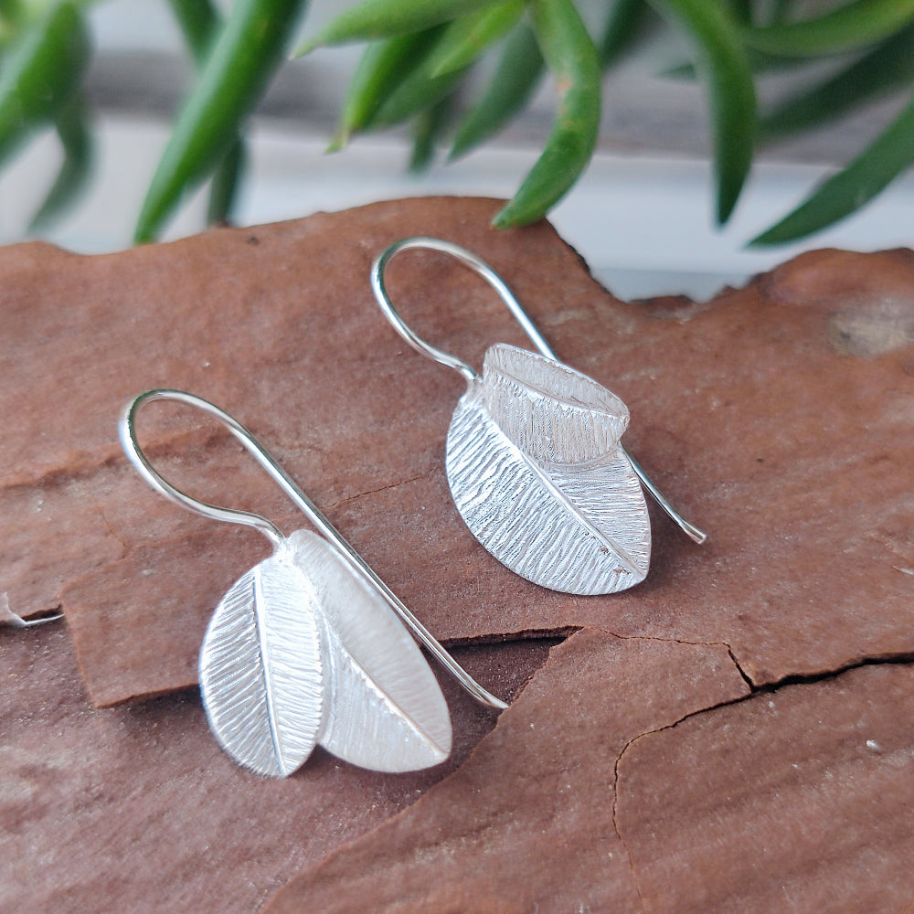 ORECCHINI in argento 925 satinato foglia - LEAF